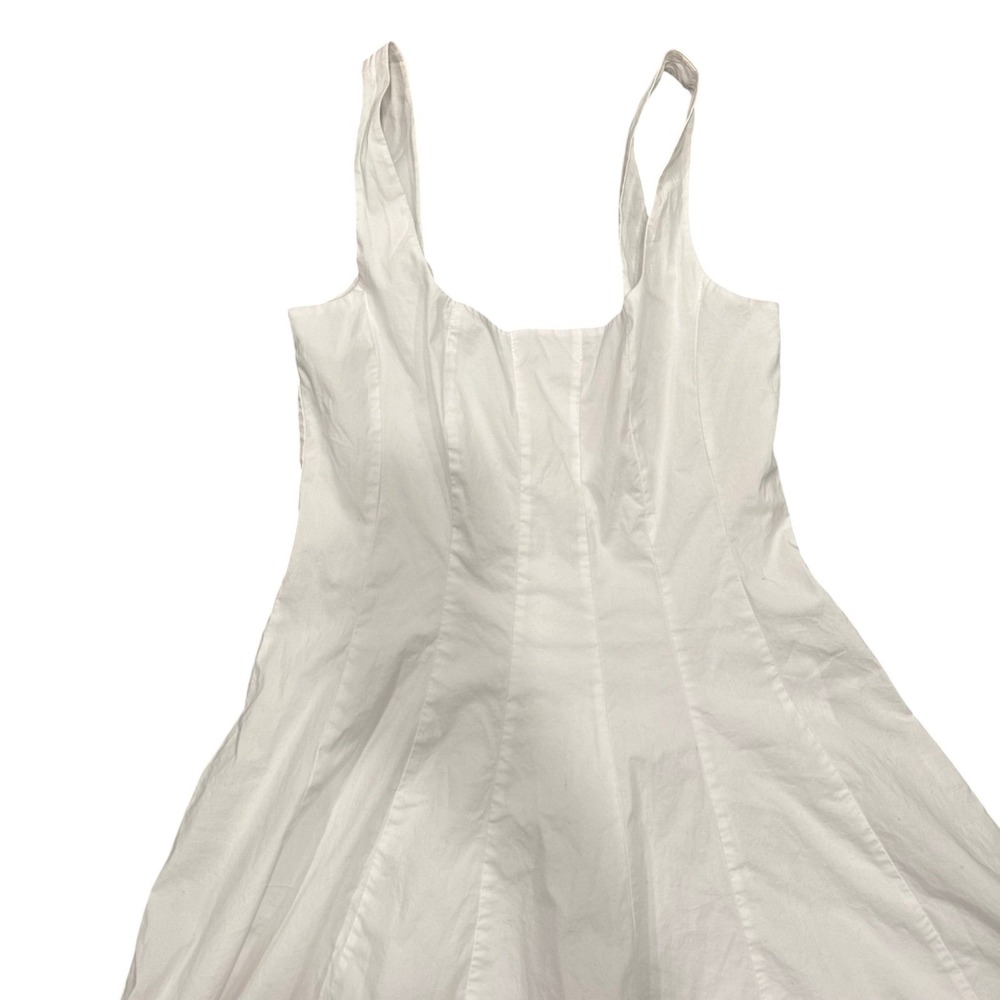Staud White Cotton Blend Paneled A-Line Mini Dress Size 6 Sleeveless Square Neck - Picture 4 of 8